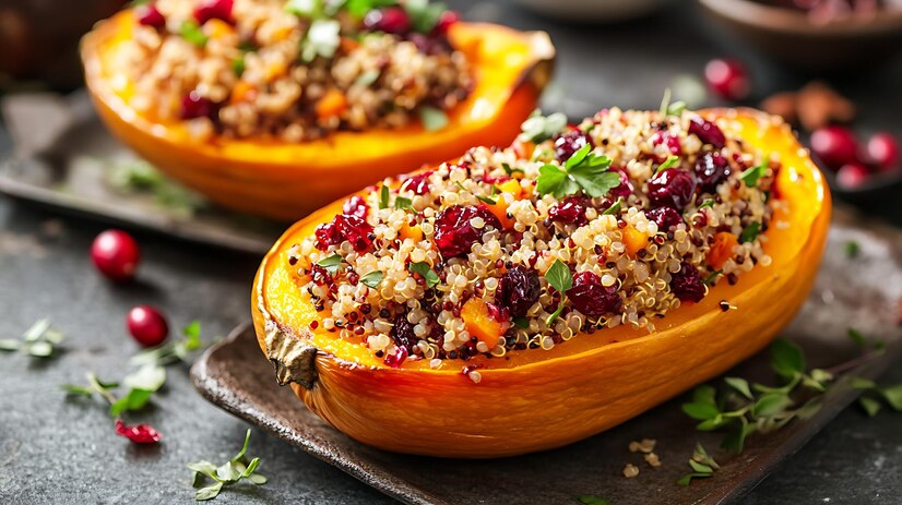 Quinoa-Stuffed Squash with Herbs and Vegetables